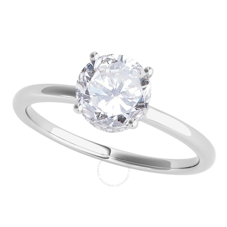 Maulijewels 18k Solid White Gold 1.06 Carat Round White Diamond ( H-i / Si1-si2 ) Solitaire Engageme In White