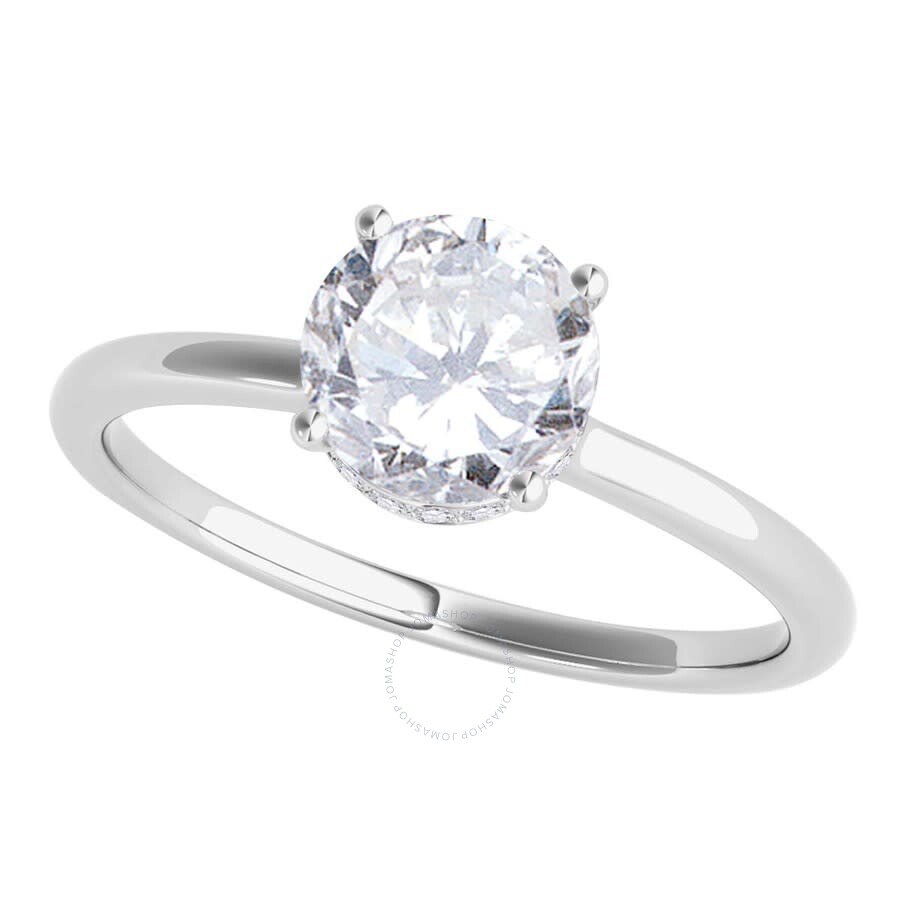 Shop Maulijewels 18k Solid White Gold 1.06 Carat Round White Diamond ( H-i / Si1-si2 ) Solitaire Engageme