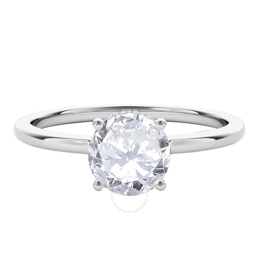 Maulijewels 18k Solid White Gold 1.06 Carat Round White Diamond ( H-i / Si1-si2 ) Solitaire Engageme In White
