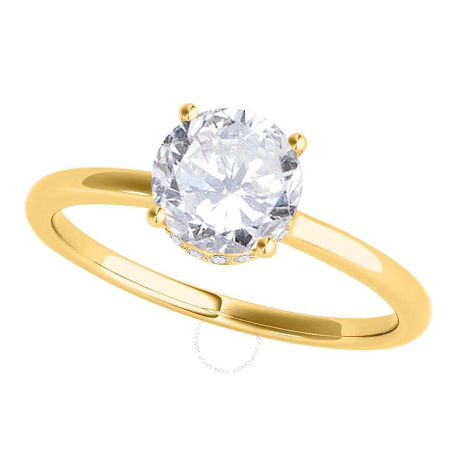Maulijewels 18k Solid Yellow Gold 1.06 Carat Round White Diamond ( H-i / Si1-si2 ) Solitaire Engagem In Yellow