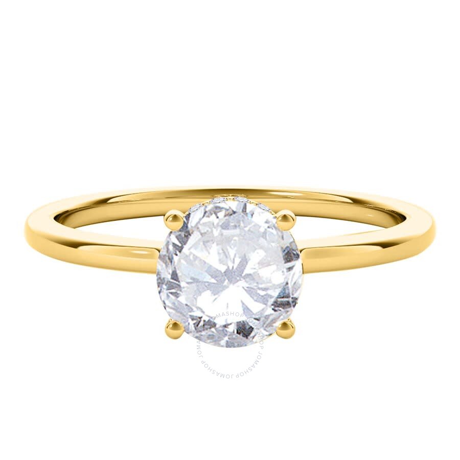 Maulijewels 18k Solid Yellow Gold 1.06 Carat Round White Diamond ( H-i / Si1-si2 ) Solitaire Engagem In Yellow