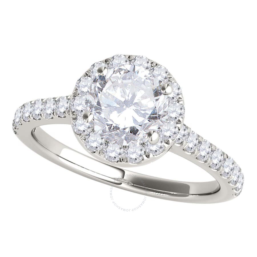 Maulijewels 18k White Gold 1.60 Carat Natural Halo Diamond Bridal Set Engagement Ring For Womens In  In White