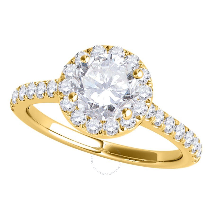 MAULIJEWELS MAULIJEWELS 18K YELLOW GOLD 1.60 CARAT NATURAL HALO DIAMOND BRIDAL SET ENGAGEMENT RING FOR WOMENS IN