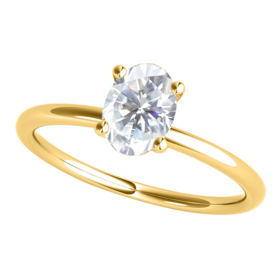 Shop Maulijewels 2.00 Carat 9x7 Oval Shape Moissanite Solitaire Engagement Rings For Women In 10k Solid Y In Yellow