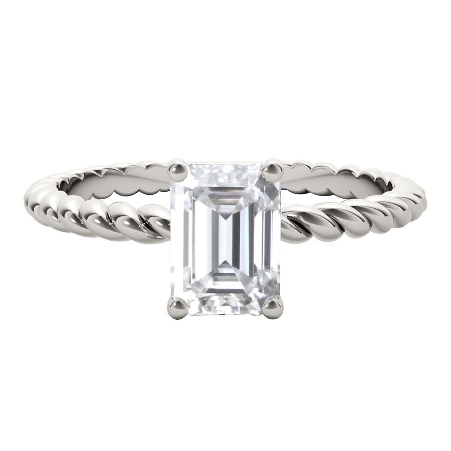 Shop Maulijewels 2.00 Carat Emerald Cut Moissanite Engagement Rings In 10k Solid White Gold Size 6