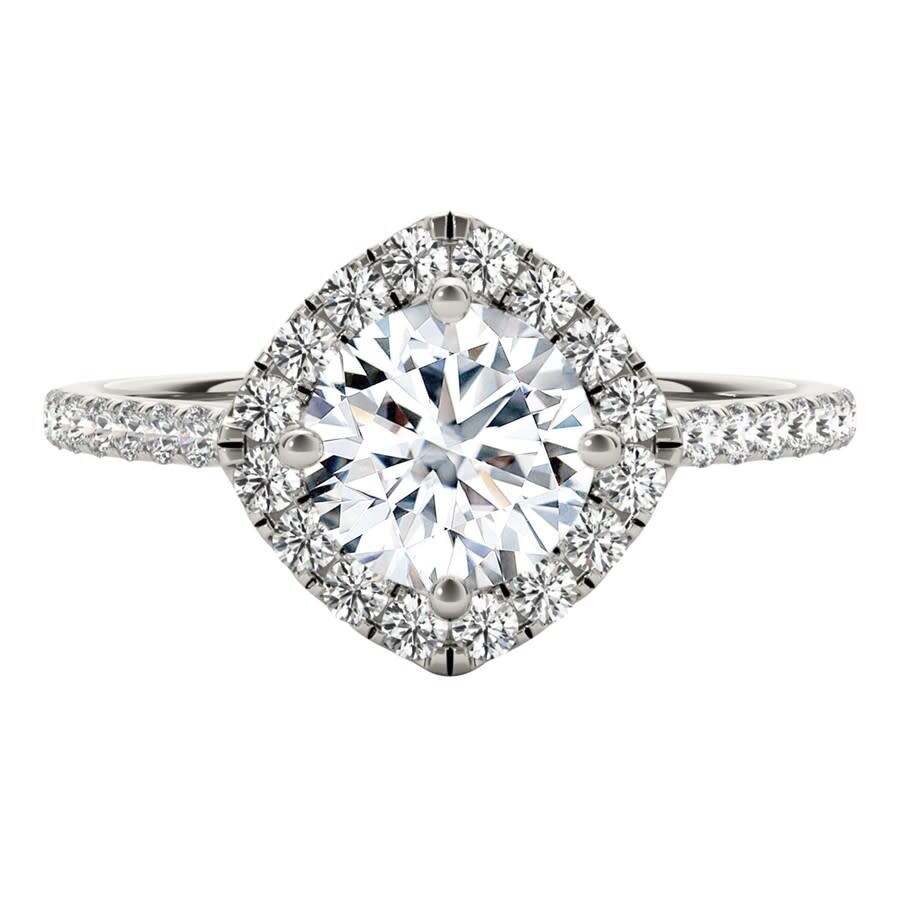 Maulijewels 2.00 Carat Halo Diamond Moissanite Engagement Rings For Women In 14k White Gold In Ring  In White