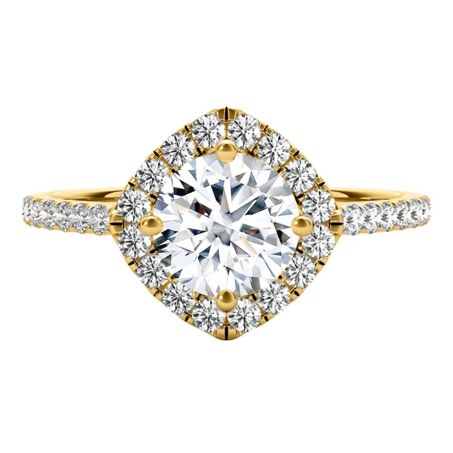Maulijewels 2.00 Carat Halo Diamond Moissanite Engagement Rings For Women In 14k Yellow Gold In Ring In Yellow