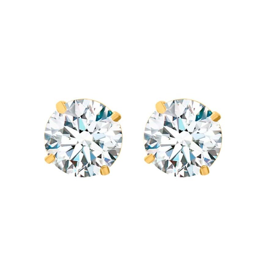 Maulijewels 2.00ct 14k Gold Gra Certified D-vvs1 Round White Moissanite Diamond Screw Back Studs Ear In Yellow
