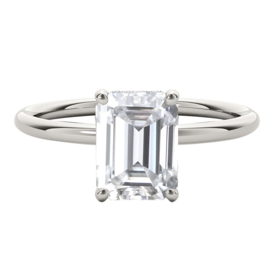 Maulijewels 2.05 Carat Emerald Cut Moissanite Natural Diamond Womens Engagement Rings In 10k White G In White