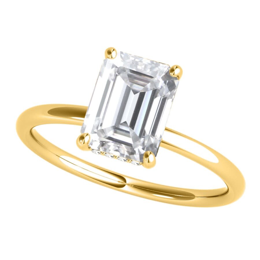 Shop Maulijewels 2.05 Carat Emerald Cut Moissanite Natural Diamond Womens Engagement Rings In 10k Yellow