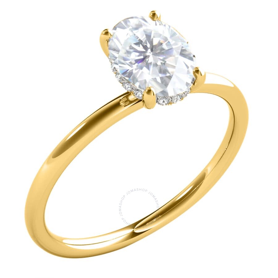 Maulijewels 2.05 Carat Oval Shape Moissanite Natural Diamond Engagement Rings For Women In 10k Solid In Yellow