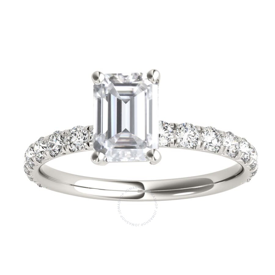 Maulijewels 2.50 Carat Natural Diamond Moissanite Engagement Rings For Women In 10k White Gold Ring In White