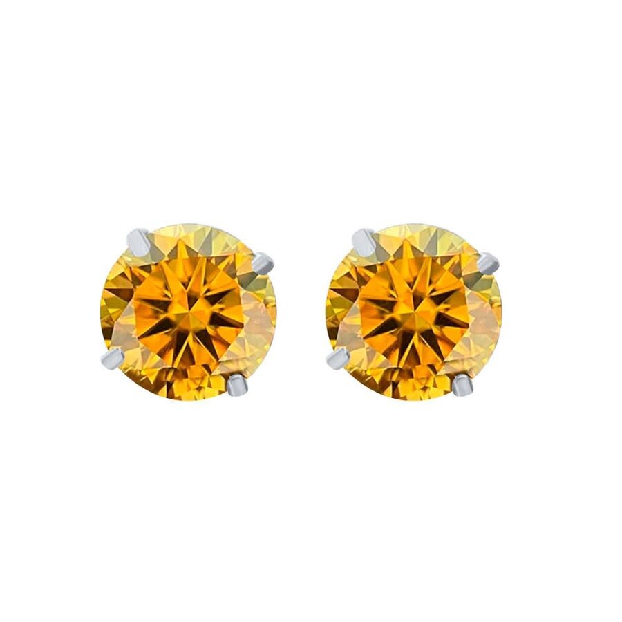 Maulijewels 2.50ct 14k Gold Gra Certified D-vvs1 Round Yellow Diamond Red Moissanite Diamond Screw B In White