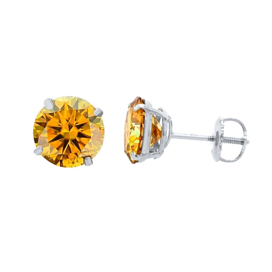 Maulijewels 2.50ct 14k Gold Gra Certified D-vvs1 Round Yellow Diamond Red Moissanite Diamond Screw B In White
