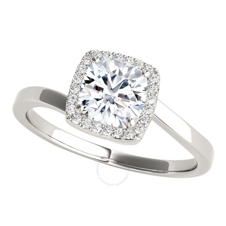 Maulijewels 3.15 Carat Halo Moissanite Diamond Engagement Ring For Women In 14k Solid White Gold In  In White