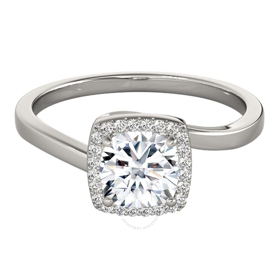 Maulijewels 3.15 Carat Halo Moissanite Diamond Engagement Ring For Women In 14k Solid White Gold In  In White