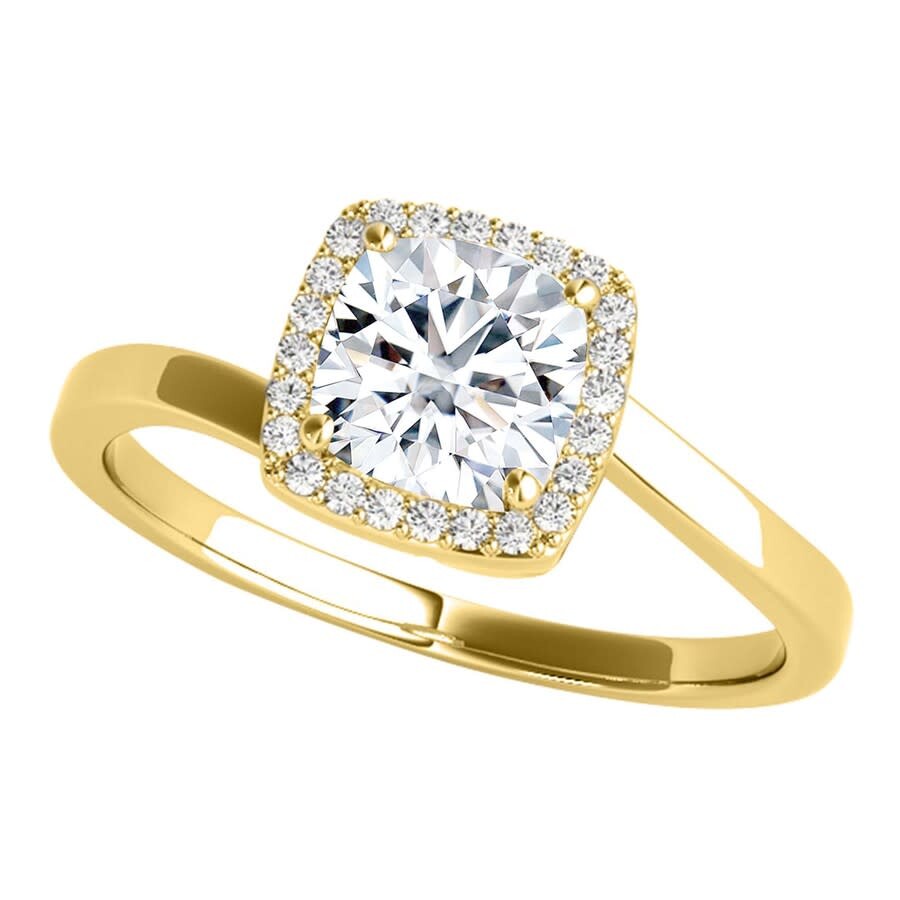 Maulijewels 3.15 Carat Halo Moissanite Diamond Engagement Ring For Women In 14k Solid Yellow Gold In In Yellow