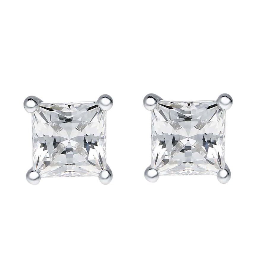 Shop Maulijewels 3/4 Carat Natural Princess Cut Diamond ( H-i / I1-i2 ) Women Stud Earrings In 14k Solid  In White