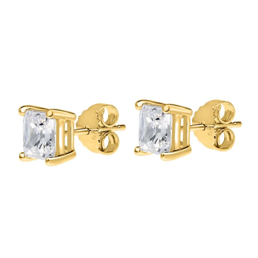 Maulijewels 3/4 Carat Natural Princess Cut Diamond ( H-i / I1-i2 ) Women Stud Earrings In 14k Solid In White