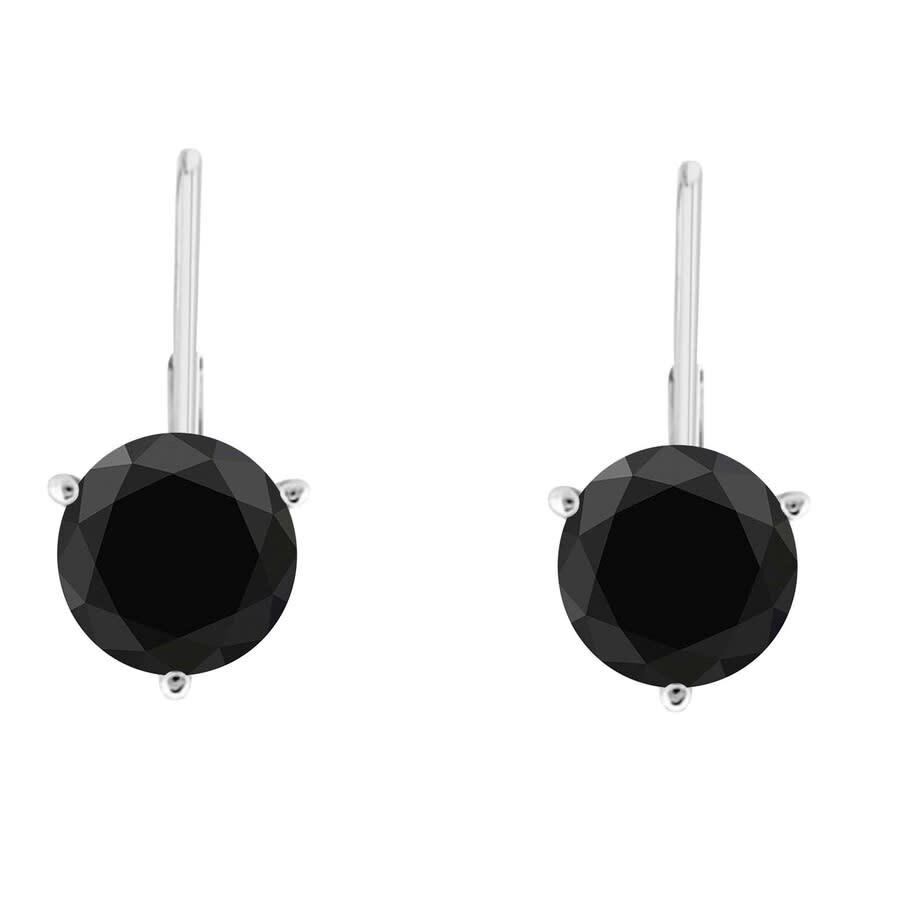 Shop Maulijewels 4.00 Cttw Black Natural Round Diamond ( I1-i2 ) Women's Martini Leverback Earrings In So In White