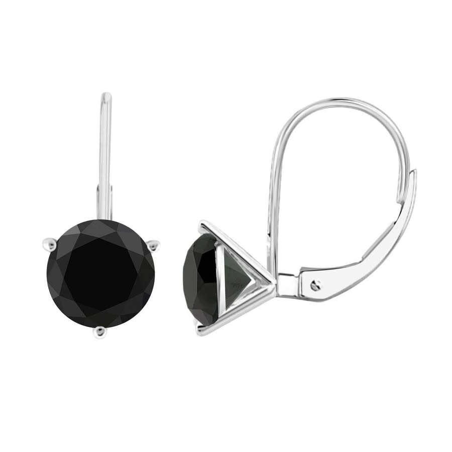 Maulijewels 4.00 Cttw Black Natural Round Diamond ( I1-i2 ) Women's Martini Leverback Earrings In So In White