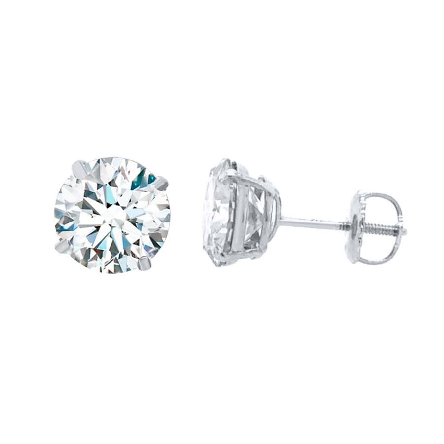 Maulijewels 4.00ct 14k Gold Gra Certified D-vvs1 Round White Moissanite Diamond Screw Back Studs Ear In White