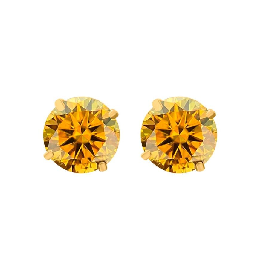 Maulijewels 4.00ct 14k Gold Gra Certified D-vvs1 Round Yellow Diamond Red Moissanite Diamond Screw B In Yellow