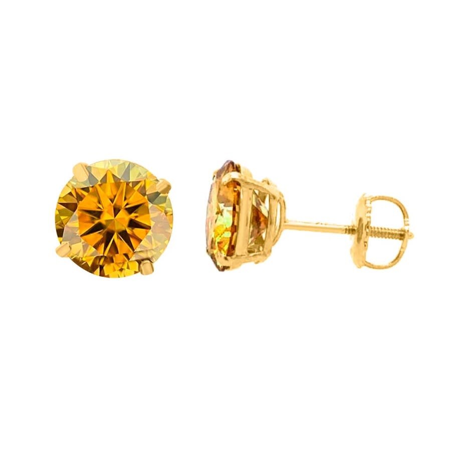 Maulijewels 4.00ct 14k Gold Gra Certified D-vvs1 Round Yellow Diamond Red Moissanite Diamond Screw B In Yellow