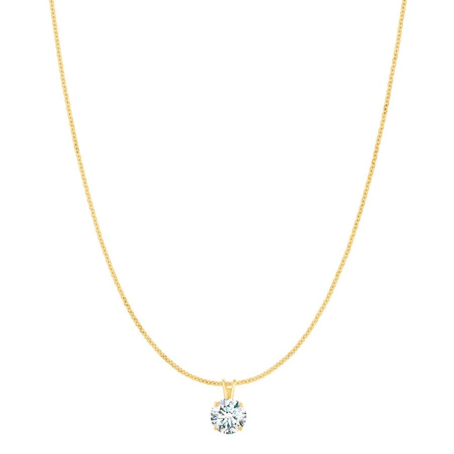 Maulijewels 4.00ct D-vvs1 White Moissanite Diamond 14k Yellow Gold Solitaire Necklace With Gold Plat In Red