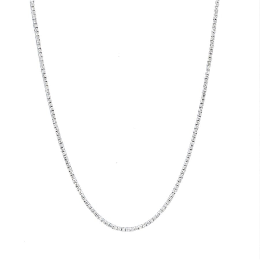 Maulijewels 4.45 Carat Natural Round White Diamond ( F-g / Si1 ) Tennis Necklace For Womens With 18" In White