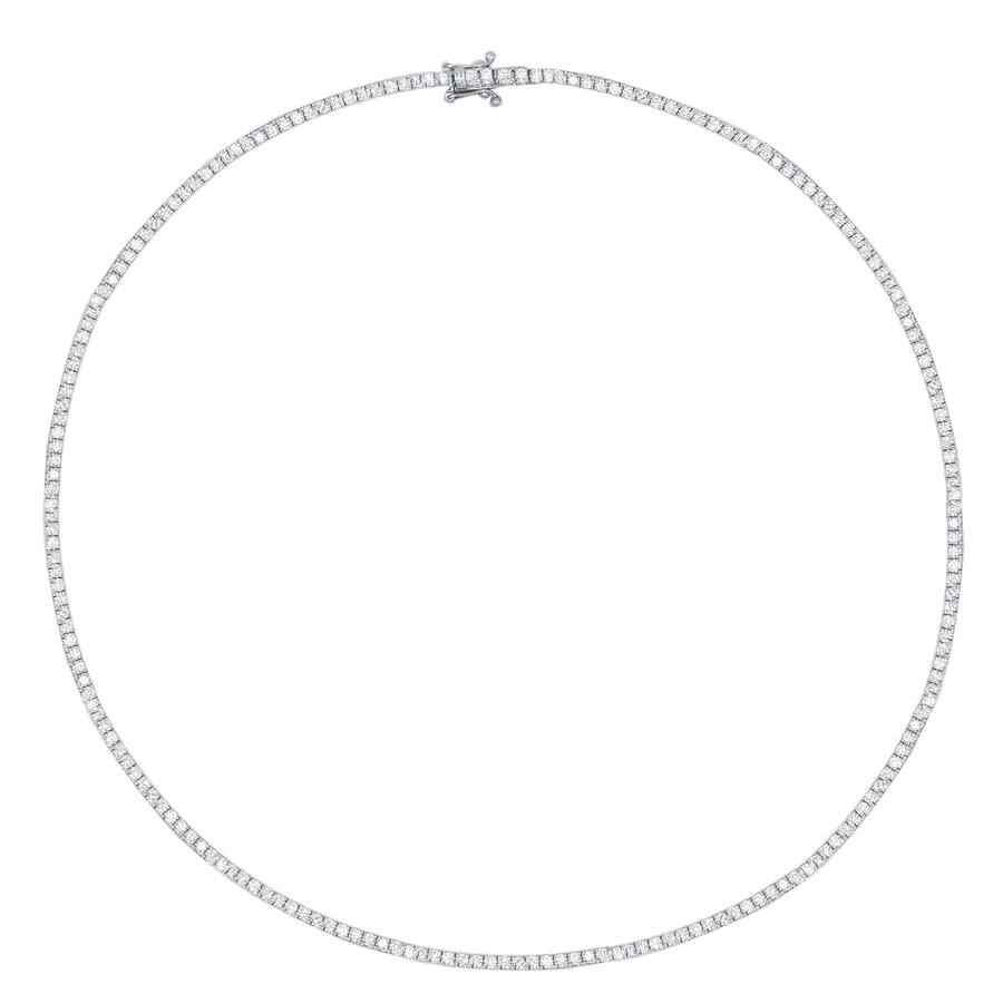 Maulijewels 4.45 Carat Natural Round White Diamond ( F-g / Si1 ) Tennis Necklace For Womens With 18" In White