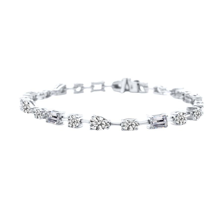 Maulijewels 5.90 Ctw 14k White Gold Lab-grown (f-g Vs1)diamond Multi-shape Tennis Bracelet For Women In White