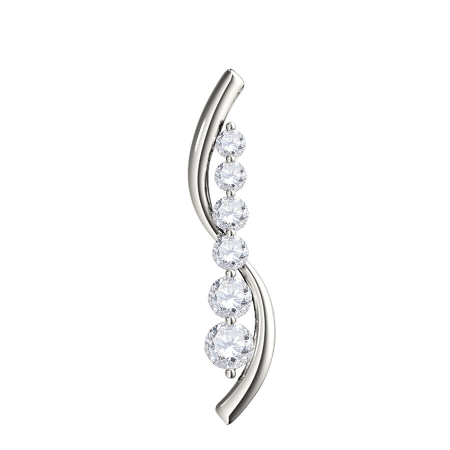 Maulijewels Ladies 14k White Gold 0.5 Ct Round Cut White Diamond Box Pendant Necklace With 18" 14k W In White