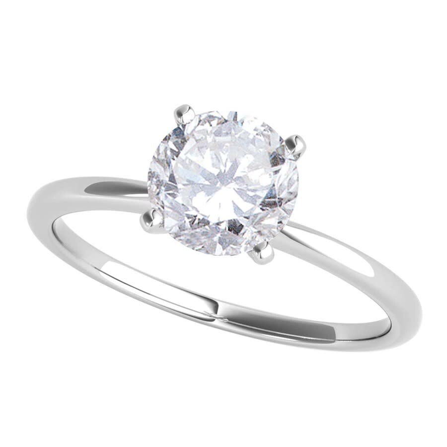 Maulijewels Ladies 14k White Gold 1 Ct Round Cut White Diamond Solitaire In White