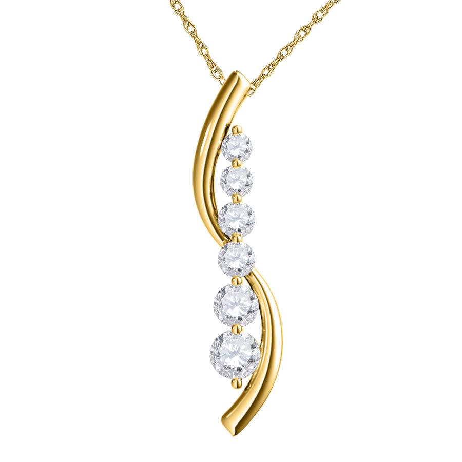 Maulijewels Ladies 14k Yellow Gold 0.5 Ct Round Cut White Diamond Box Pendant Necklace With 18" 14k In White