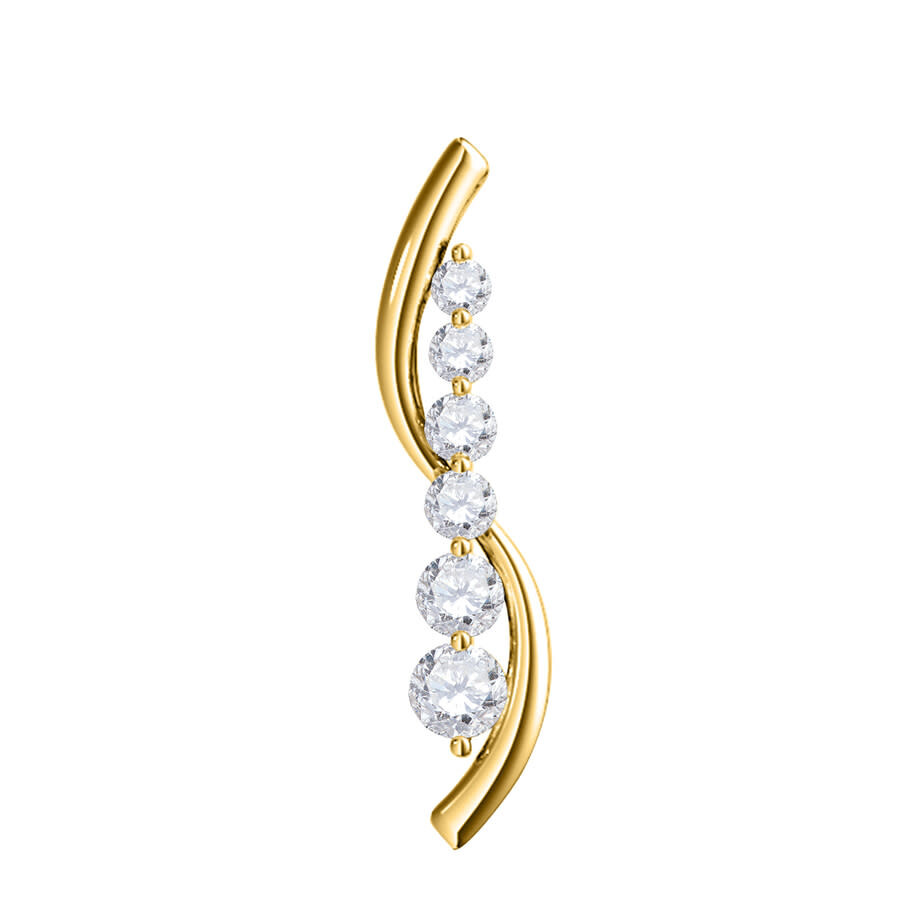 Maulijewels Ladies 14k Yellow Gold 0.5 Ct Round Cut White Diamond Box Pendant Necklace With 18" 14k In White
