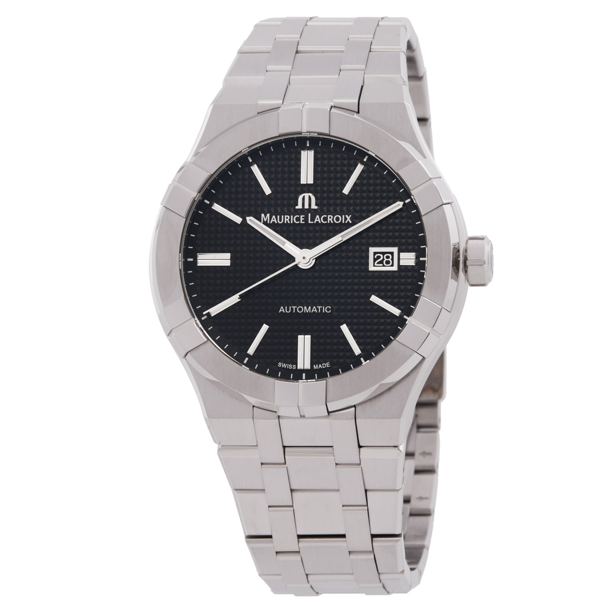 Maurice Lacroix Aikon Automatic Black Dial Silver Steel Strap Watch for Men - AI1807-SS002-330-1