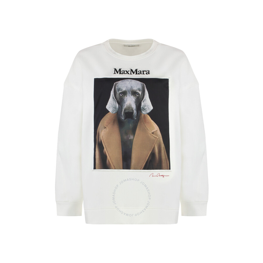 Max Mara Bacco Print Sweatshirt In White
