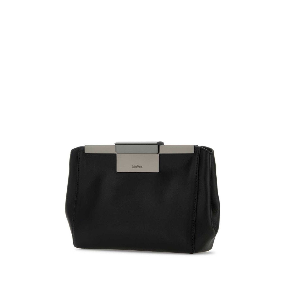 Max Mara Rectangular Shape Leather Belt Bag In Black