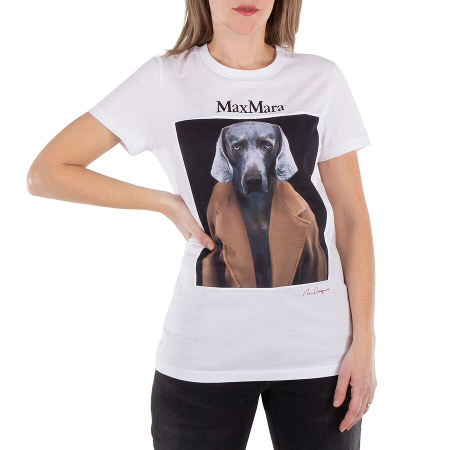 Max Mara Dog Print Cipria Cotton T-Shirt, Size X-Small