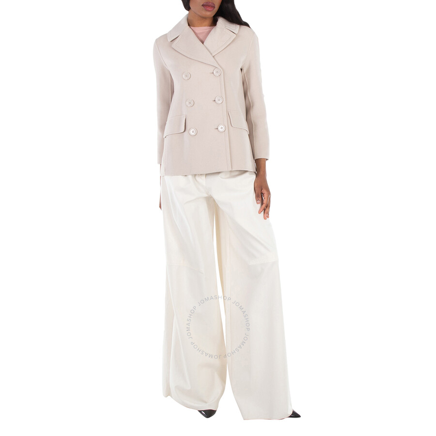 Max Mara Efebo Wool Pea Coat In Neutral