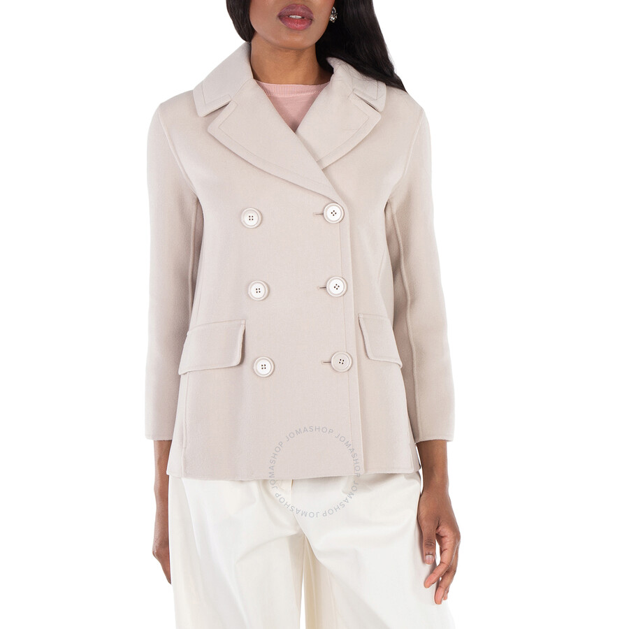 Max Mara Efebo Wool Pea Coat In Neutral