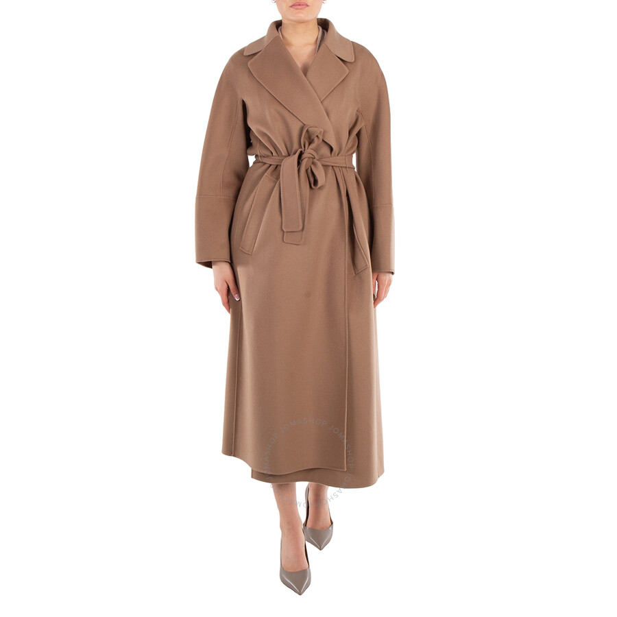 Max Mara Elisa Long Wool Coat in Camel, Brand Size 44 (US
