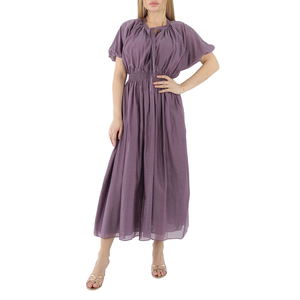Max Mara Ladies Antique Rose Carter Puff-Sleeve Cotton Voile Midi Dress,  Brand Size 40 (US Size 6) 92210722 046 - Clothing - Jomashop
