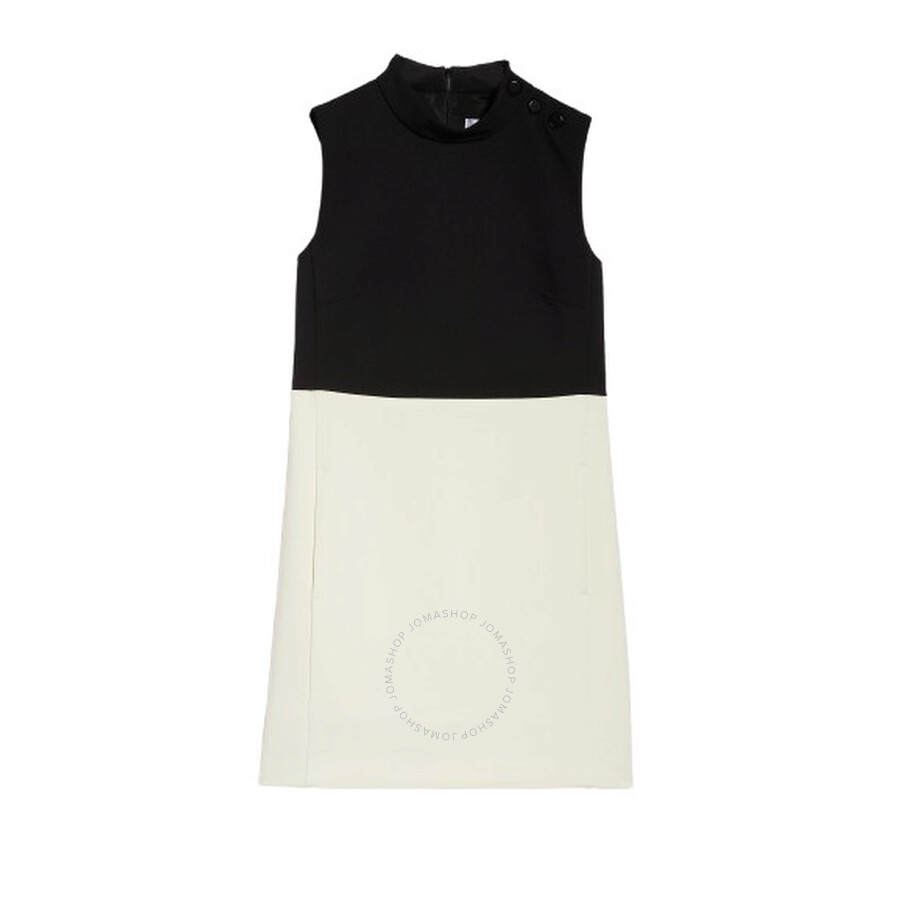 Max Mara Ladies Black Fauno Wool Colorblocked Shift Minidress In Black