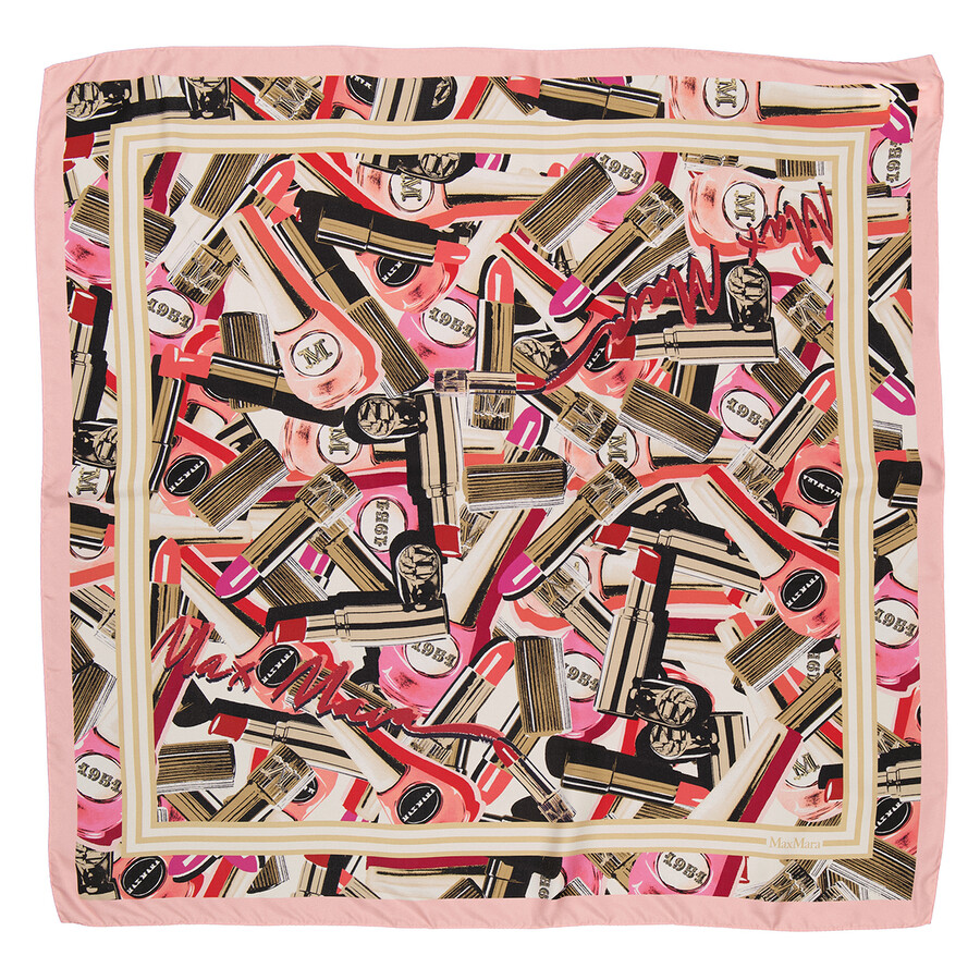 Ladies Sugared-Almond Rose Carre Silk Scarf