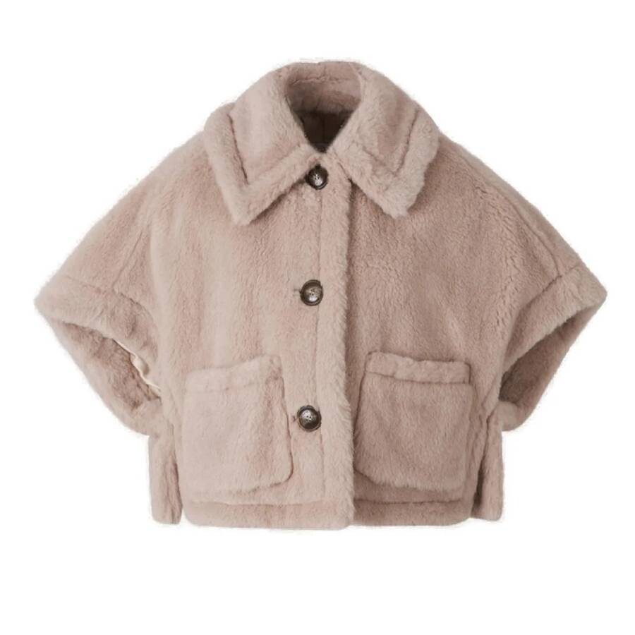 Max Mara Newterzo1 Faux-fur Cape Jacket In White