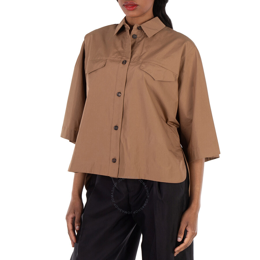 Max Mara Paprica Washed Cotton Shirt In Brown