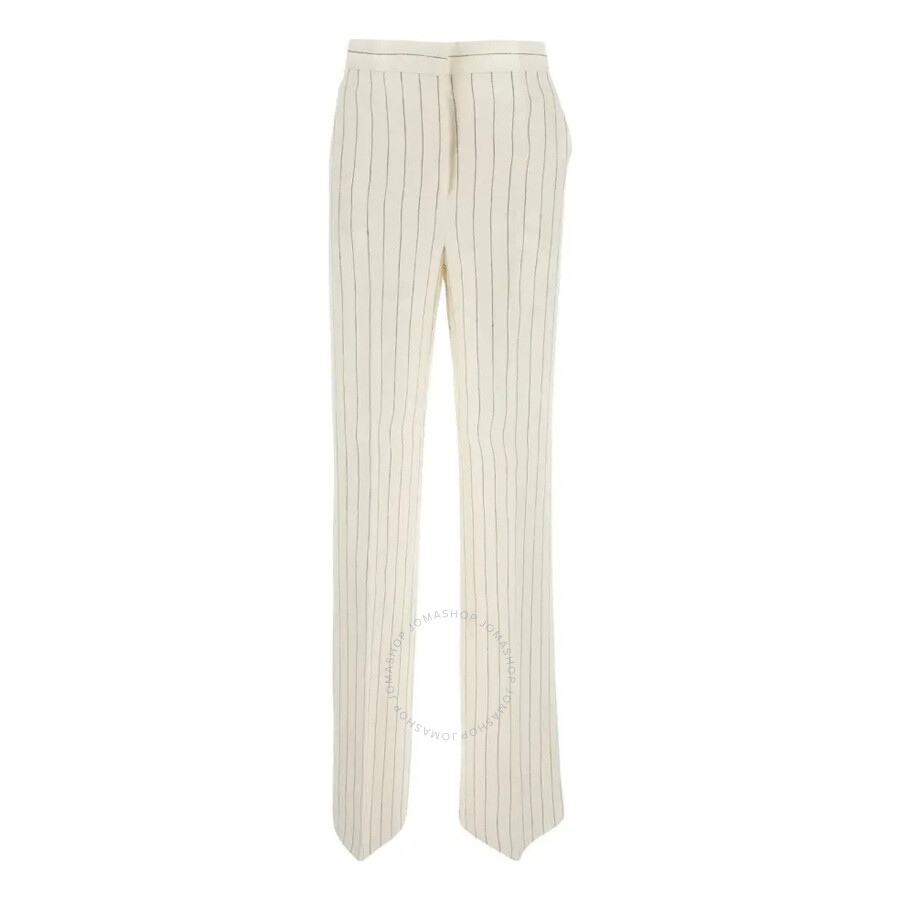 Max Mara Embroidered Linen Popoli Pant In White