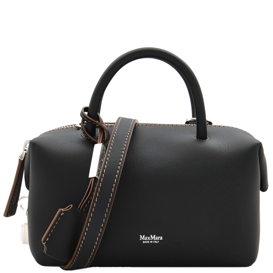 Max Mara Small Leather Satchel Bag In Black